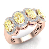 Oval Citrine & Diamond Band Ring 14K Gold - Rose Gold