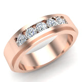 0.75 Ct Men’s Wedding Band 5 Stone Channel Setting 14K Gold (G,SI) - Rose Gold
