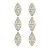 14k Marquise Diamond Chandelier Earrings Waterfall Style 1.59 ct-I,I1 - Yellow Gold