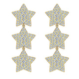 Star Diamond Cluster Chandelier Earrings Waterfall Style 14K Gold-G,SI - Yellow Gold