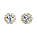 1.40 Ct Halo Diamond Stud Earrings 14K White Gold 5mm Round Center-G,SI - Yellow Gold