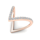 V Shape Fashion Diamond Ring Stackable Bands 0.44 Ct 14K Gold-I,I1 - White Gold
