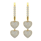 Heart Diamond Dangle Earrings Dainty Drop Style 14K Gold 1.18 ct-I,I1 - Yellow Gold
