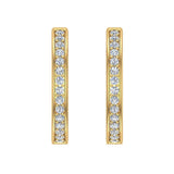 18K Gold Hoop Earrings 26mm Diamond Line Setting Click-in Lock-G,VS - Yellow Gold