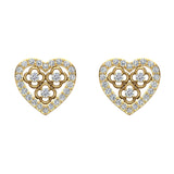 0.95 ctw Diamond Heart Shape Earrings in 14K Gold-I,I1 - Yellow Gold