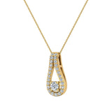 0.46 ct tw Teardrop Halo Diamond Necklace 14K Gold-L,I2 - Yellow Gold