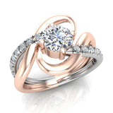 Streamer Style Diamond Engagement Rings 2-Tone 18K 1.25 ctw VS - Rose Gold