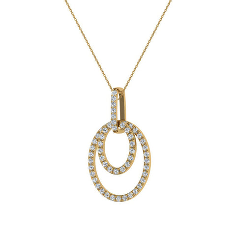 Entwined Circles Dangling Diamond Pendant in 14K Gold (LM,I2) - Yellow Gold