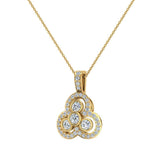 18K Gold Necklace Three stone Diamond Loop Pendant-VS - Yellow Gold