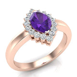 February Birthstone Amethyst Marquise 14K Gold Diamond Ring 1.00 ct tw - Rose Gold