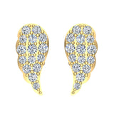 Angel Wing Pave Diamond Cluster Stud Earrings 0.50 ct 14K Gold-G,SI - Yellow Gold
