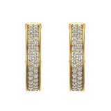 19.63 mm Diameter Dual row Pave Set Diamond Hoop Earrings 1.50 ct 14K Gold-I,I1 - Yellow Gold