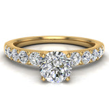 Diamond Engagement Ring with Accent Diamond 14k Gold 0.85 ct-G,SI - Yellow Gold