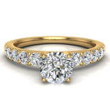 Diamond Engagement Ring with Accent Diamond 14k Gold 0.85 ct-G,VS - Yellow Gold