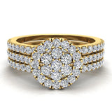 0.86 carat total weight Flower cluster Diamond Wedding Ring w/ Enhancer Bands Bridal set 14K Gold (G,SI) - Yellow Gold
