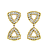 Minimalist Triangle Motif Diamond Dangle Earrings 14K Gold 0.60 ct-G,SI - Yellow Gold