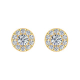 Halo Cluster Diamond Earrings 0.55 ct 14K Gold-G,SI - Yellow Gold