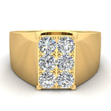 1.25 Ct Six Stone Men's White Diamond Cluster Ring 14k Gold (I, I1) - Yellow Gold