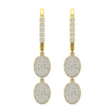 Oval Diamond Dangle Earrings Dainty Drop Style 18K Gold 1.10 ct-G,VS - Yellow Gold