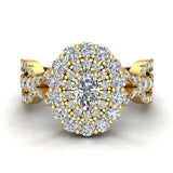 Oval cut diamond engagement Halo Rings 14K Gold 1.30 ct I1 - Yellow Gold