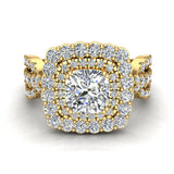 Cushion Cut Diamond Engagement Rings Halo Style 14K Gold 2.12 ct-I1 - Yellow Gold