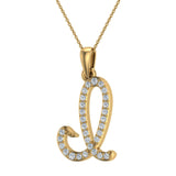 Initial pendant I Letter Charms Diamond Necklace 18K Gold-G,VS - Yellow Gold