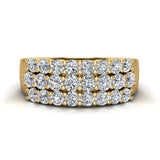 Statement Diamond Rings three rows fashion band 14K Gold 0.92 ct-G,SI - Yellow Gold