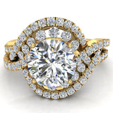 Twirl Diamond Engagement Ring with Channel Set Diamonds 18K Gold G,VS - Yellow Gold