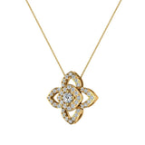 0.90 cttw Floral pattern motif Diamond Necklace 18K Gold (G,VS) - Yellow Gold