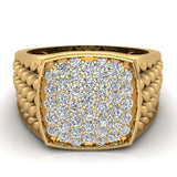 1.00 ct Cushion Pave set Diamond Ring 14K Gold (I,I1) - Yellow Gold