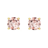 Pink Morganite Gemstone Stud Earrings 14K Gold Round Cut - Yellow Gold
