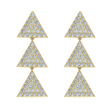 14k Triangle Diamond Chandelier Earrings Waterfall Style 0.95 ct-I,I1 - Yellow Gold