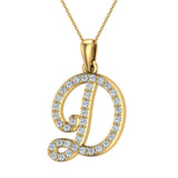Initial pendant D Letter Charms Diamond Necklace 18K Gold-G,VS - Yellow Gold