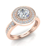 1.55 Ct Vintage Inspired Closed Set Solitaire Diamond Engagement Ring 14K Gold-I,I1 - Rose Gold