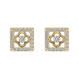 18K Gold Diamond Stud Earrings Square Shape 0.88 carat (G,VS) - Yellow Gold