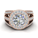 Moissanite Engagement Ring Accented Diamond Ring 14K Gold 8mm 3.50 ct-G,SI - Rose Gold