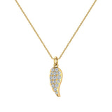 Angel Wing Diamond Necklace for Women 14K Gold Charm L I2 - Yellow Gold