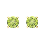 Peridot Gemstone Stud Earrings 14K Gold Round Cut - Rose Gold