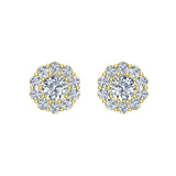 Diamond Stud Earrings Round brilliant Halo 14K Gold 0.75 carat-G,I1 - Yellow Gold