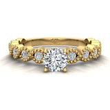 14K Gold Evil Eye Engagement Ring Round Cut Diamond 0.65 carat-I1 - Yellow Gold