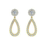 1.66 Ct Fashion Diamond Dangle Earrings Artisanal Tear Drop 18K Gold-G,VS - Yellow Gold