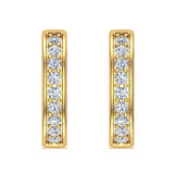 14K Hoop Earrings 18mm Diamond Line Setting Click-in Lock 0.90 ct-G,SI - Yellow Gold