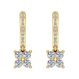 Diamond Cluster Dangle Diamond Earrings 14K Gold (G,SI) - Yellow Gold