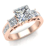 Past Present Future Princess Cut Engagement Ring 1.81 ct 18K Gold-G,SI - Rose Gold