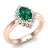 May Birthstone Emerald Marquise 14K Gold Diamond Ring 1.00 ct tw - Rose Gold