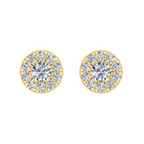 Halo Cluster Diamond Earrings 0.77 ctw 18K Gold (G,VS) - Yellow Gold