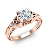 0.78 Carat Art Deco Trinity Knot Engagement Ring 18K Gold(G,SI) - Rose Gold