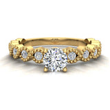14K Gold Evil Eye Engagement Ring Round Cut Diamond 0.65 carat-SI - Yellow Gold