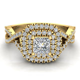 Twists Square Halo Princess Cut Engagement Ring 14K Gold 0.90 Ctw Diamonds (G,SI) - Yellow Gold