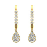Tear-Drop Diamond Dangle Earrings Dainty Drop Style 14K Gold 0.65 ct-G,SI - Yellow Gold
